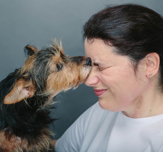 Tierphysiotherapeutin wird von Yorkshire Terrier aufs Auge "geküsst"